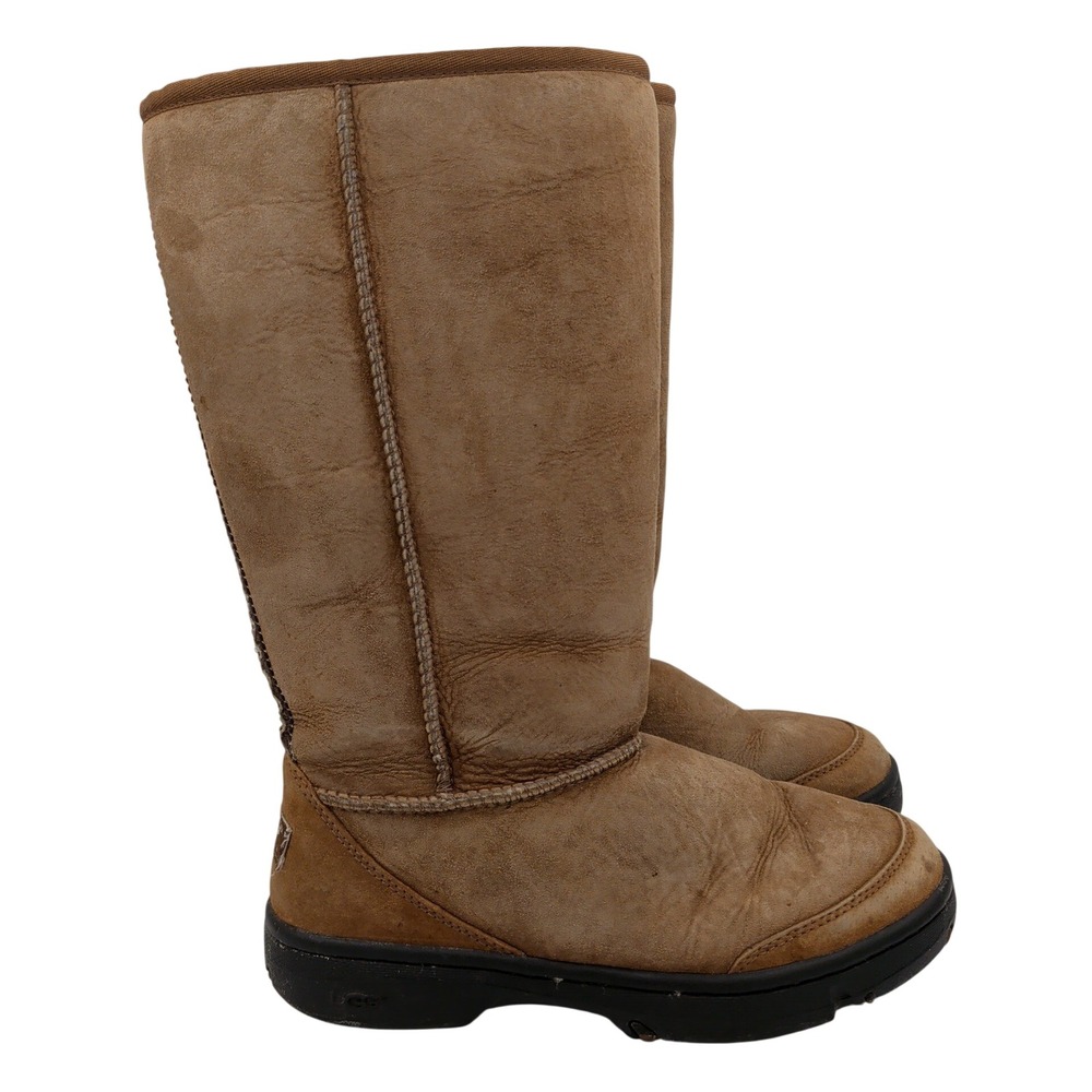 UGG Australia Ultimate Tall Braid 5340 Chestnut Brown Sheepskin Boots Womens 8